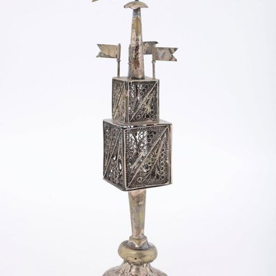 A VERY LARGE SILVER SPICE TOWER. Berlin, c. 1860