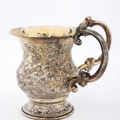 A LARGE STERLING SILVER WASHING CUP. Probably Israel, modern.