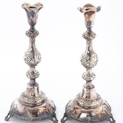 A PAIR OF LARGE SILVER CANDLESTICKS BY JOSEF EHRLICH. Warsaw, c. 1890