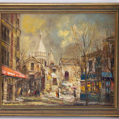 JUINJI YAMASHITA (Nagasaki, 1940 - ). Oil on canvas. Paris street scene.