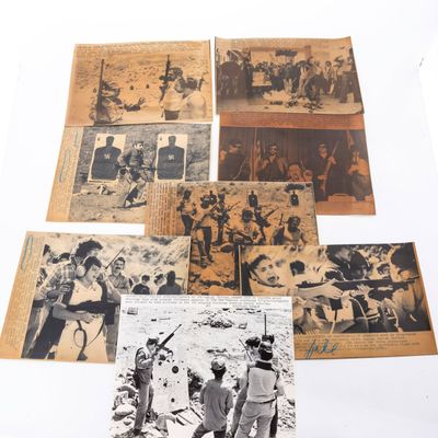 A COLLECTION OF EIGHT ORIGINAL PRESS PHOTOGRAPHS OFJEWISH DEFENSE LEAGUE ACTIVITIES AND TRAINING.
