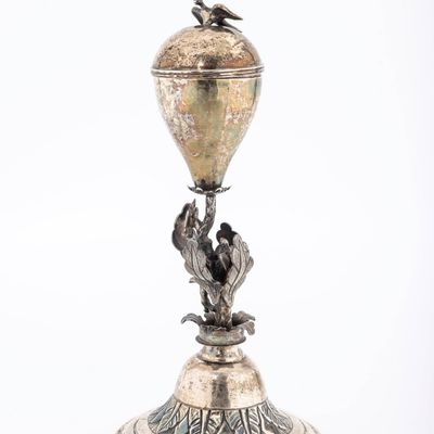 A LARGE SILVER SPICE CONTAINER. Most likely Poland.