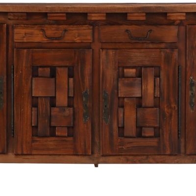 Sale Photo Thumbnail #300: UNUSUAL BRUTALIST STYLE BELGIAN OR FRENCH SIDEBOARD C 1960 HAVING A BASKET WEAVE DESIGN.