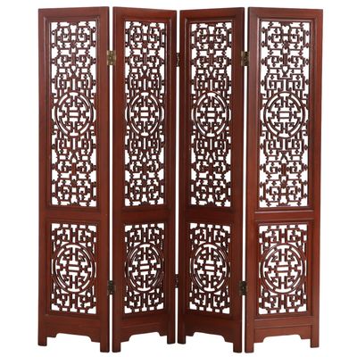 Sale Photo Thumbnail #251: CARVED MAHOGANY FOUR PANEL ROOM DIVIDER C 1950.