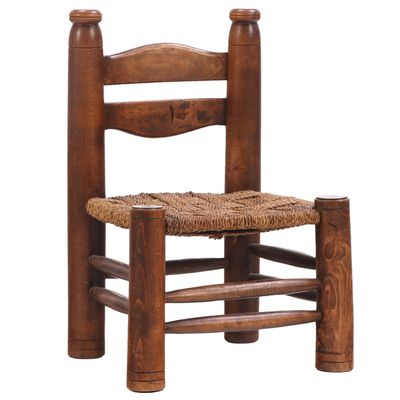 Sale Photo Thumbnail #280: SMALL AND SUBSTANTIAL WOOD AND CORD SIDE CHAIR IN THE MANNER OF CHARLES DUDOUYT C 1945.