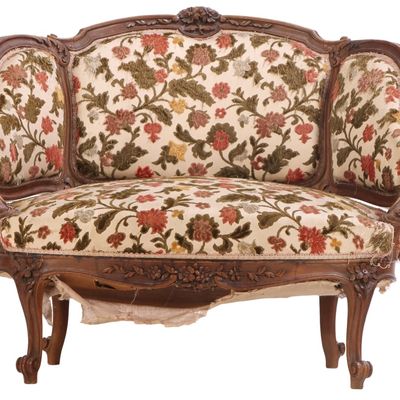 Sale Photo Thumbnail #222: FRENCH CARVED WALNUT CANAPE IN THE LOUIS XV STYLE C 1900.