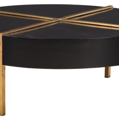 Sale Photo Thumbnail #121: UNUSUAL EBONIZED WOOD COFFEE TABLE HAVING A BRONZE STRUCTURE CUT INTO THE TOP C 1950.