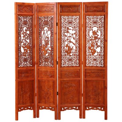 Sale Photo Thumbnail #263: RELIEF AND FRET CARVED ASIAN ROOM DIVIDER.