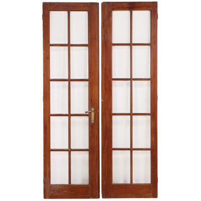 Sale Photo Thumbnail #360: PAIR OF FRENCH PINE AND BEVELED GLASS DOORS C 1900.