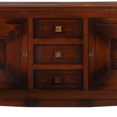 Sale Photo Thumbnail #289: FRENCH OAK SIDEBOARD HAVING TWO DOORS AND THREE DRAWERS C 1940 IN THE MANNER OF CHARLES DUDOUYT.
