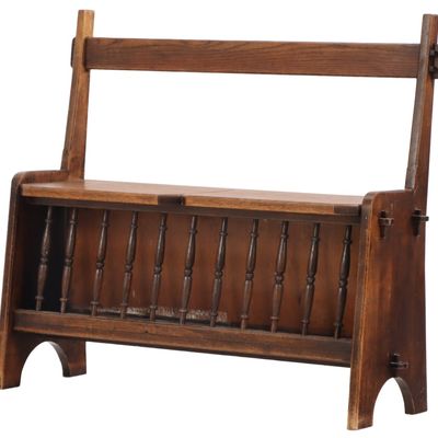 Sale Photo Thumbnail #294: FRENCH OAK LIFT LID BENCH WITH SPINDLE DESIGN AND MORTIS AND TENON CONSTRUCTION C 1940,