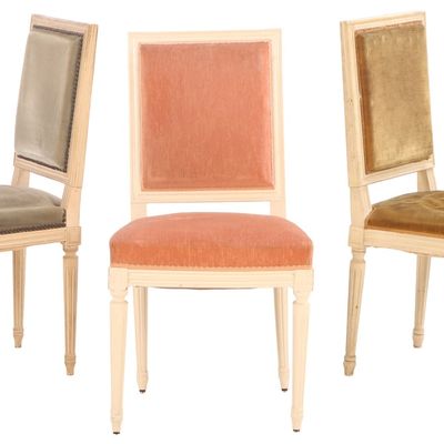 Sale Photo Thumbnail #179: THREE FRENCH LOUIS XVI STYLE PAINTED SIDECHAIRS C 1940.