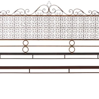 AN ITALIAN WROUGHT IRON KING SIZE HEADBOARD WITH OPTIONAL FRAME CIRCA 1950. DISMANTLES FOR