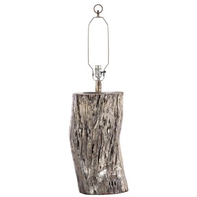 SILVERED WOOD TABLE LAMP IN THE MANNER OF SERGE ROCHE.