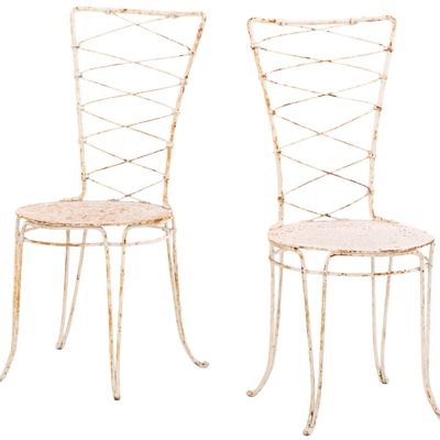 Sale Photo Thumbnail #389: PAIR OF FRENCH IRON MODERNIST SIDE CHAIRS C 1960.