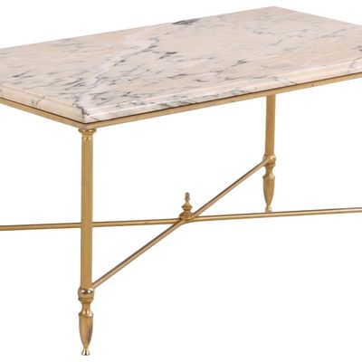 Sale Photo Thumbnail #189: FRENCH BRASS AND MARBLE COFFEE TABLE IN THE DIRECTOIRE STYLE C 1950.