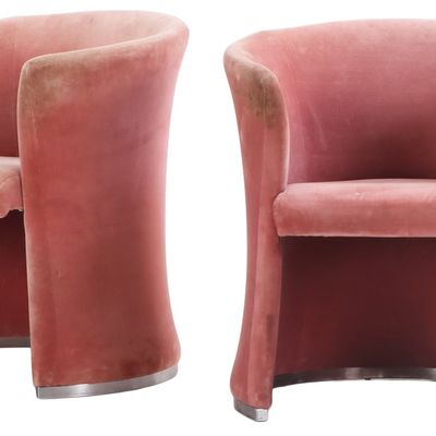 PAIR OF ROTUNDA UPHOLSTERED TUB CHAIRS BY VIGNELLI C 1970.