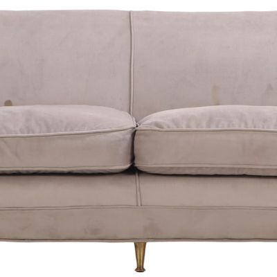 TWO SEAT SETTEE WITH BRASS FEET C. 1965
