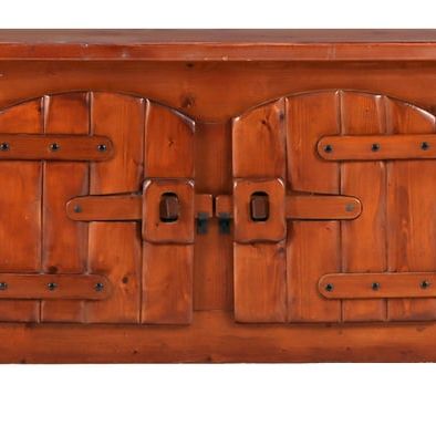 Sale Photo Thumbnail #297: FOUR DOOR FRENCH PINE SIDEBOARD IN THE BRUTALIST STYLE C 1960.