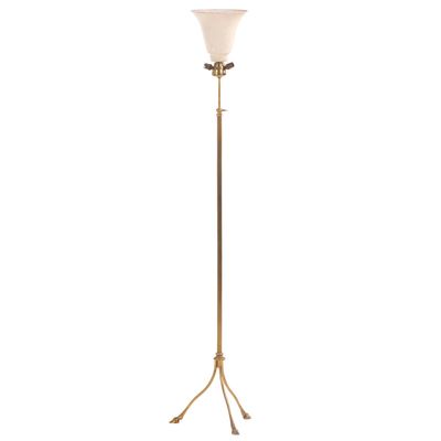 Sale Photo Thumbnail #196: FRENCH ADJUSTABLE BRASS FLOOR LAMP WITH HOOVED FEET C 1940.