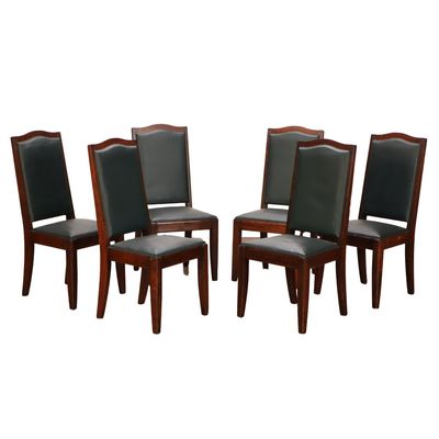 Sale Photo Thumbnail #278: SIX FRENCH OAK DINING CHAIRS BY CHARLES DUDOUYT C 1940.