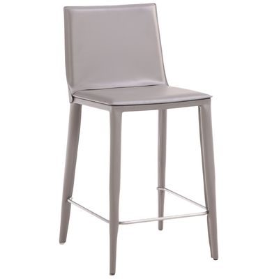 Sale Photo Thumbnail #173: A SINGLE GREY LEATHER COUNTER STOOL.