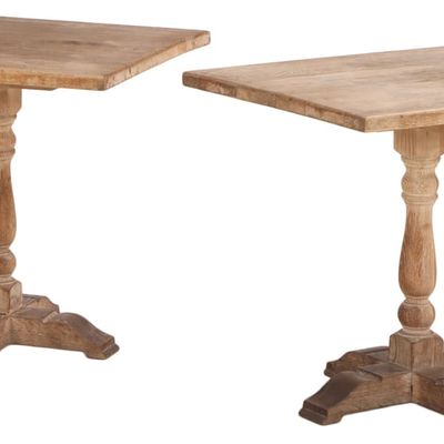 Sale Photo Thumbnail #195: PAIR OF SOLID OAK BISTRO TABLES C 1940.