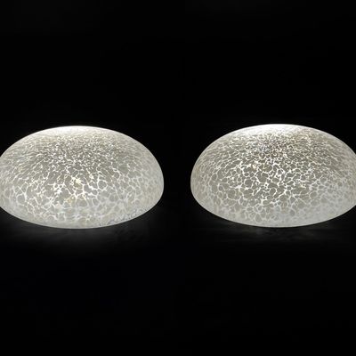 Sale Photo Thumbnail #144: PAIR MURANO GLASS "MUSHROOM CAP" GLASS SHADES BY VENINI C 1970.