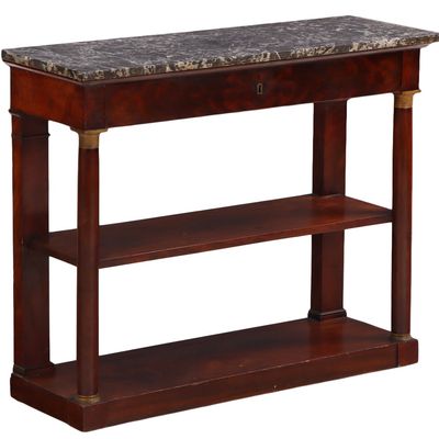 Sale Photo Thumbnail #185: FRENCH NINTETEENTH CENTURY FRENCH EMPIRE STYLE MAHOGANY AND BRONZE MOUNTED MARBLE TOP CONSOLE