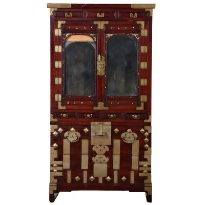 Sale Photo Thumbnail #245: ANTIQUE KOREAN STACKING NONG CABINET WITH MOTHER OF PEARL INLAY C. 19TH CENTURY.