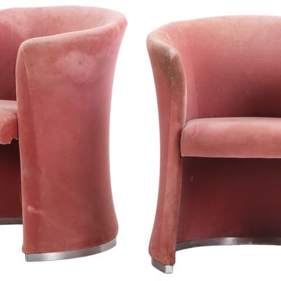 PAIR OF ROTUNDA UPHOLSTERED TUB CHAIRS BY VIGNELLI C 1970.