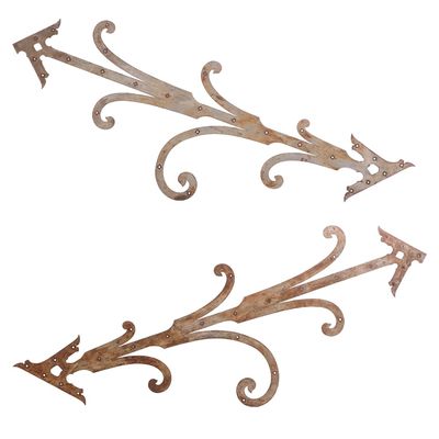 Sale Photo Thumbnail #374: OVERSIZED PAIR OF FRENCH WROUGHT IRON STRAP HINGES C 1880.