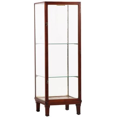 Sale Photo Thumbnail #332: MAHOGANY AND OAK DISPLAY CASE HAVING GLASS ON ALL SIDES AND A PARQUET OAK FLOOR C 1915.