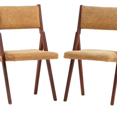 Sale Photo Thumbnail #149: FOUR ITALIAN ANGULAR SIDECHAIRS WITH UPHOLSTERED SEAT AND BACK C 1955.