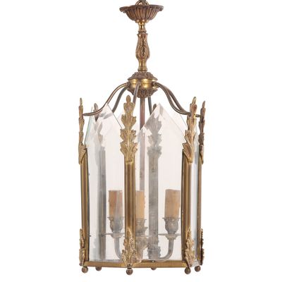 Sale Photo Thumbnail #177: BRONZE AND GLASS LANTERN C 1950.
