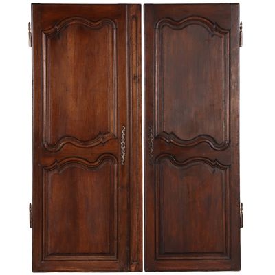 Sale Photo Thumbnail #367: PAIR FRENCH OAK CABINET DOORS WITH HARDWARE.