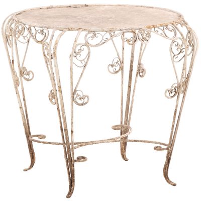 Sale Photo Thumbnail #394: IRON GARDEN TABLE WITH SCROLL DECORATION C 1950.