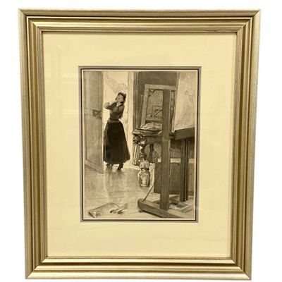Albert Lynch Studio Interior Wash Drawing Print