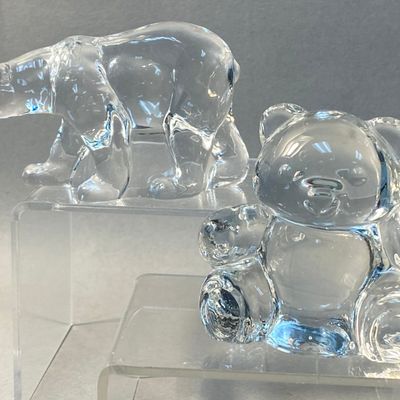 A Pair of Crystal Bear Figurines