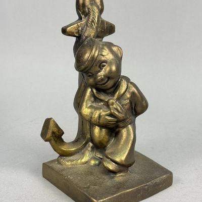 American Brass Sailor Boy & Anchor Figurine