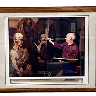 Frank Cassara Signed Muralist Photograph with Paintbrush