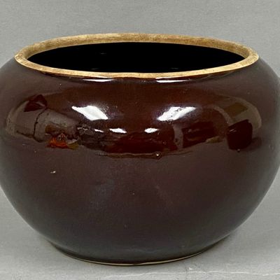 American Glazed Stoneware Bean Pot
