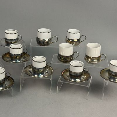 Bellini Silverplate and Porcelain Demitasse Set