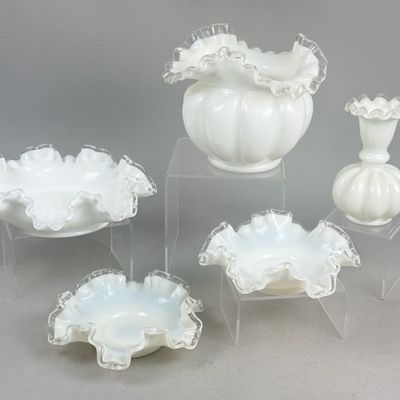 Fenton Silver Crest Milk Glass Set