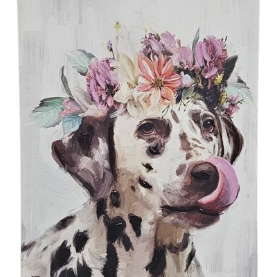 Glicee Dalmatian Flower Crown Canvas