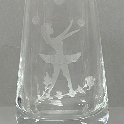 Kosta Engraved Crystal Ballerina Vase