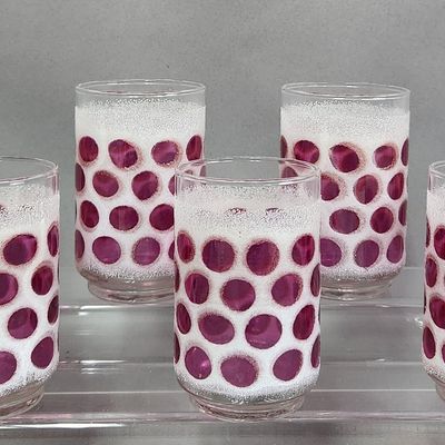Libbey Concord Cranberry Coin Dot Tumblers #2