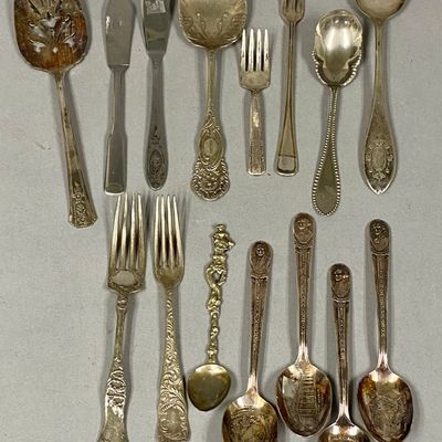 Collection of 17 Silverplated Flatware Pieces