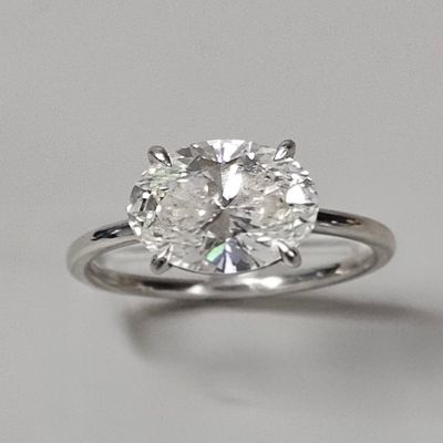 Platinum Oval Lab Grown Diamond Ring 5.4 Grams