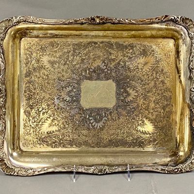 Wm Rogers Silver-Plated Rococo Handled Tray